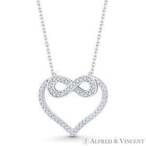 Heart & Infinity Charm CZ Crystal Pendant & Necklace in .925 Sterling Silver